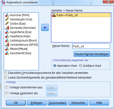 Automatisch umcodieren Automatisch umcodieren