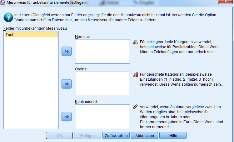 Messniveau festlegen