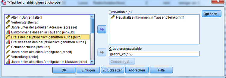 t-Test bei unabhngigen Stichproben