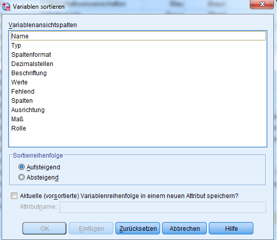 Variablen sortieren